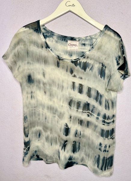 Gypsy05 Shibori Tie-Dye Scoop Neck Tee Sz S Silk RRP$210