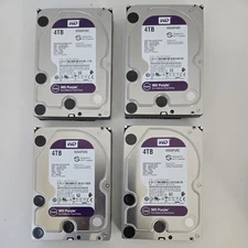 LOT OF 4 4TB 3.5 SATA Western Digital Pupple (NO BAD SECTOR) Hard Drives Tested