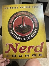 Nerd Lounge Metal Hanging Sign Man Cave Gaming Room