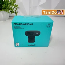 Logitech C270 HD Webcam, 720p, Built-in Microphone, USB, Universal Clip