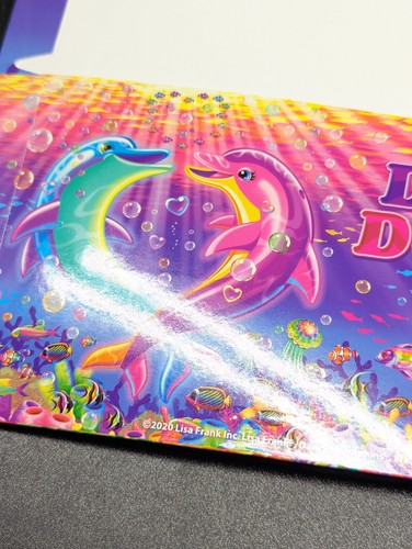Lisa Frank "Dancing Dolphins" 2 Pocket Folder Glitter For 3 Ring Rainbow Sea - Picture 6 of 8