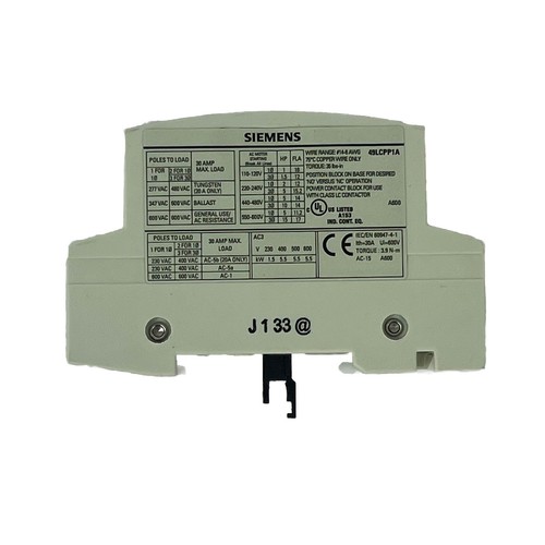 Siemens 49LCPP1A 1-Pole NEMA 1/4/4X/12 30A Class LC Light Contactor Power Pole - Picture 3 of 12