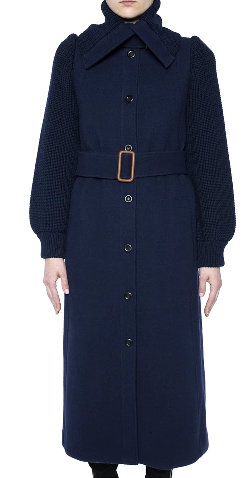 Chloé Women Iconic Cult Belted Waist Coat Long Mantel Jacke Jacket Parka New 38