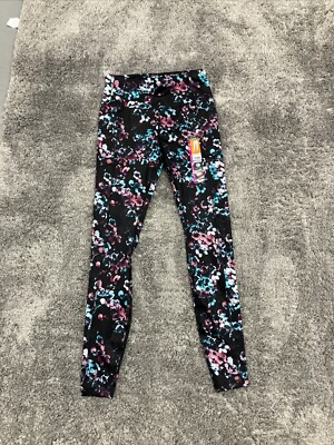 NWT Avia Black Floral Yoga Stretch Casual Active 26x26 Leggings Women's XS 0-2