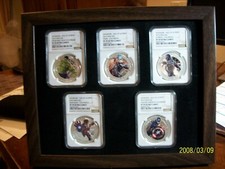 2015 Marvel Avengers 5 Coins Set Captain America,hulk,thor,ironman,ultron Ngc 70