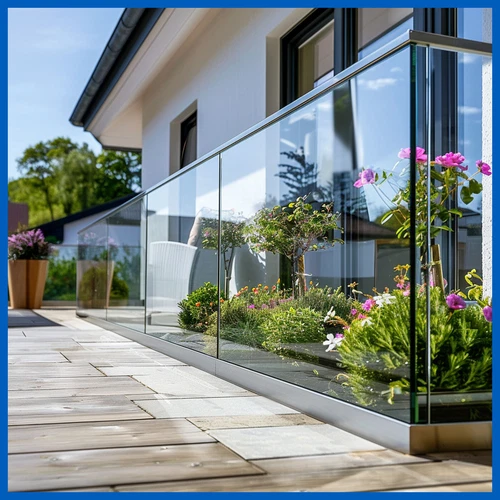 Bodenprofil Eco Ganzglasgeländer Glasgeländer Geländer Glas Alu 1,0kN Aufgesetzt - Bild 3 von 54