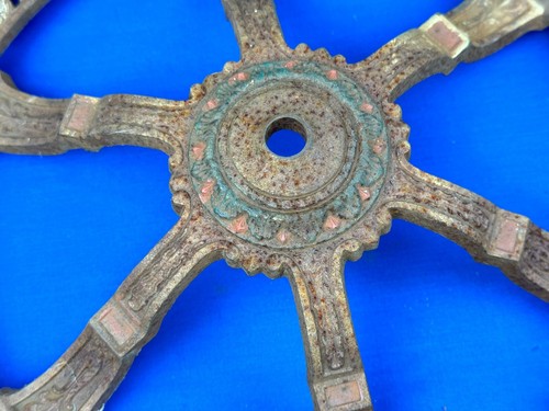 C.1925 Cast Iron Light Fixture Frame 16" Dia, RePurpose/Restoration Pc ~ 1 Crack - Picture 3 of 13