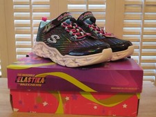 NEW Girls Skechers COSMIC CHARM Black  Foil Print, Adjustable Strap Size 3.5