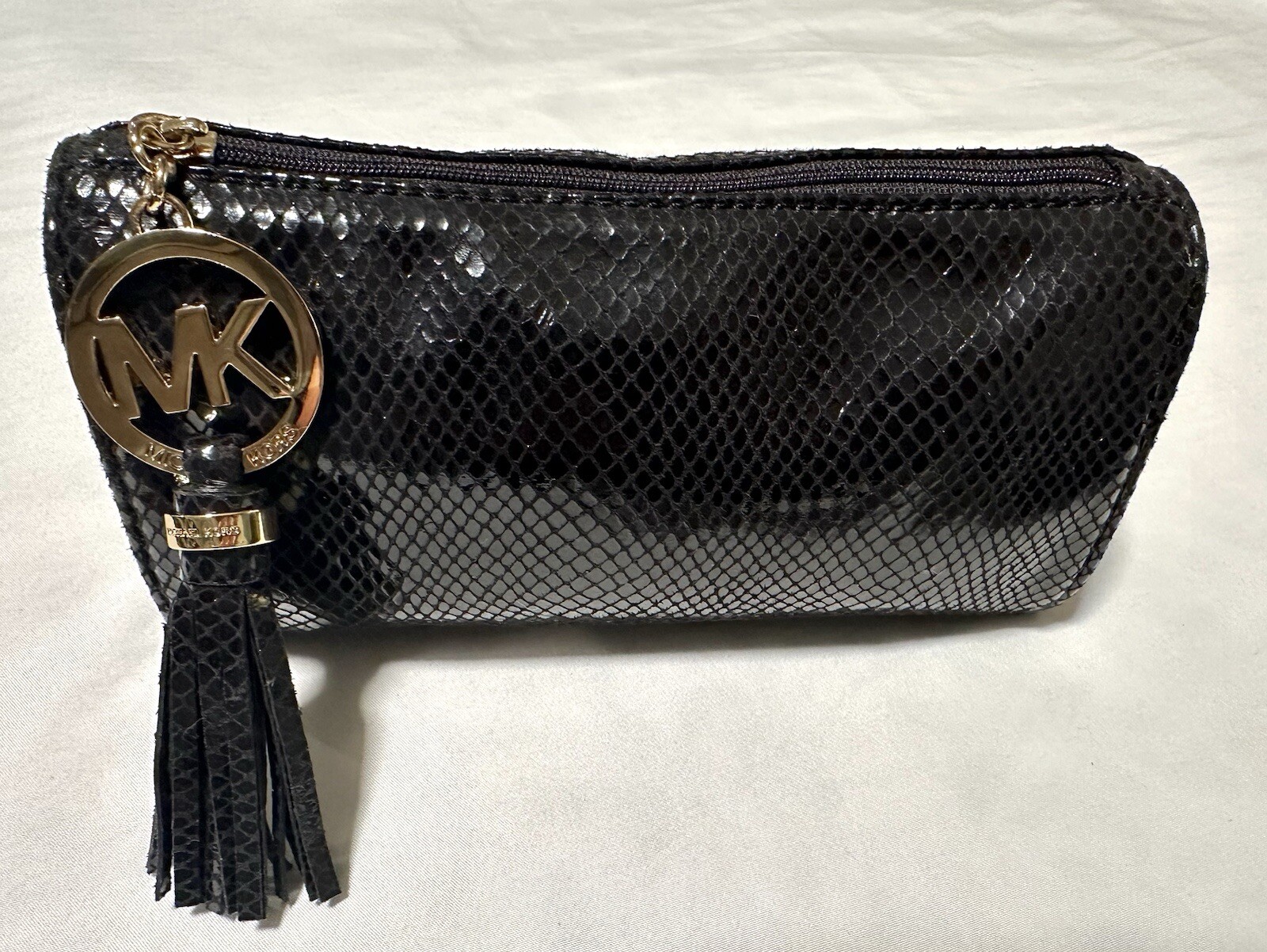 Michael Kors Black Snakeskin Python Cosmetic Case… - image 1