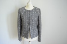 VALENTINO Blazer Mantel Jacke Tweed D38 IT44 tailliert figurbetont Wolle grau