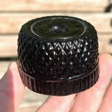 NICE DARK OLIVE AMBER COVENTRY GEOMETRIC INK BOTTLE OPEN PONTIL 1830'S ERA L@@K