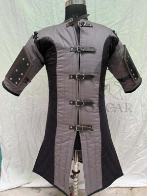 Gambeson Médiéval Get Dressed For Battle – Noir, Coton/laine, Tailles M à XXL, Pour Armure Et Reconstitution