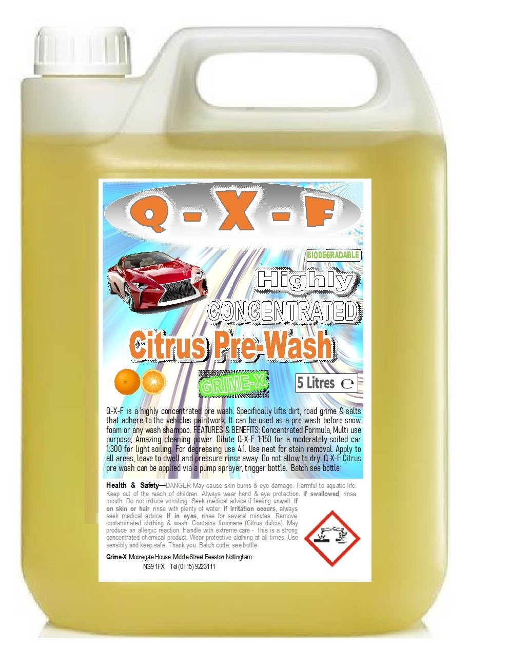 5 Litre QXF Citrus Car Pre Wash Body Cleaner APC CONCENTRATE / Pressure