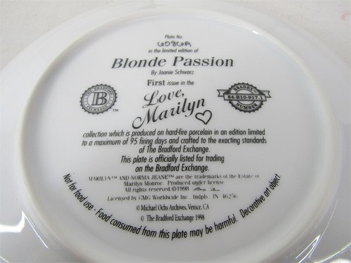 Authentic Lot of 7 Marilyn Monroe/Norma Jeane Porcelain Plates - Picture 20 of 24