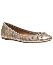Women's COACH Lara Studded Metallic Nude Dull Gold Ballet Flats Shoes 185 5M