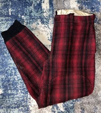 Vintage 1950's Woolrich Red Black Buffalo Plaid Wool Hunting Pants Size 32x29