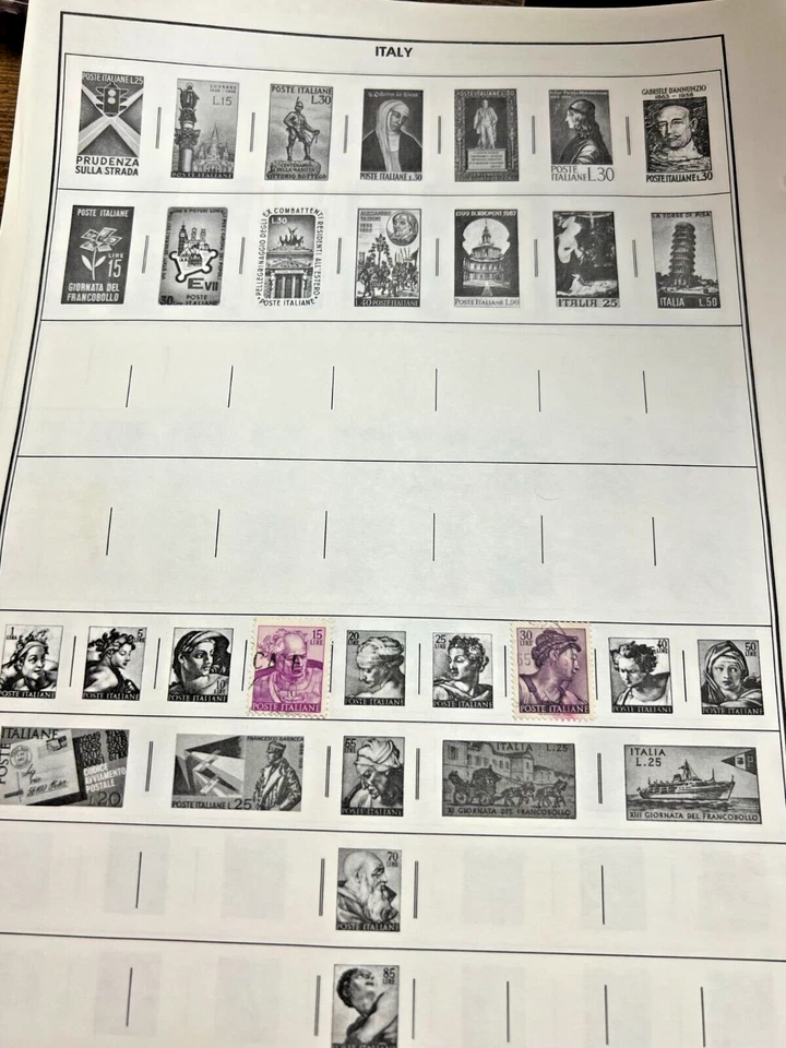 Italian Stamp Poste Italiana 100 & 200 Lire and more / lot of 12 - Image 2 of 4