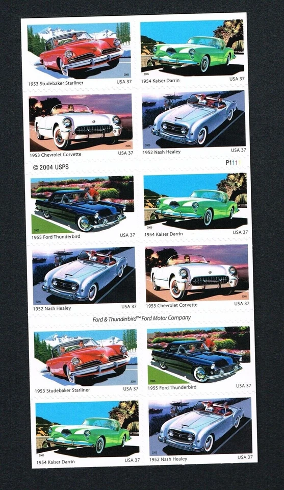 US Stamp Scott #3935b 50s Sporty Cars Booklet Panes, 20 Panes of 20 (400pc) - Image 3 of 3