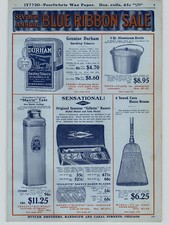 Anuncio de papel Bull Durham 1923 fumar tabaco Gillette afeitadora de seguridad cortacésped King