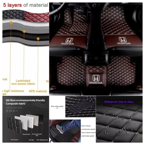 For Honda All Models Waterproof Custom Car Floor Mats Front & Rear Carpet Liner - Picture 20 of 44