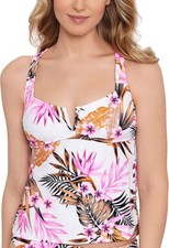 Women's Tropic Time Printed V-Wire Tankini Top-Multi-X-Large