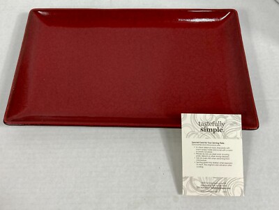 Tastefully Simple Red Rectangle Serving Plate No 421879