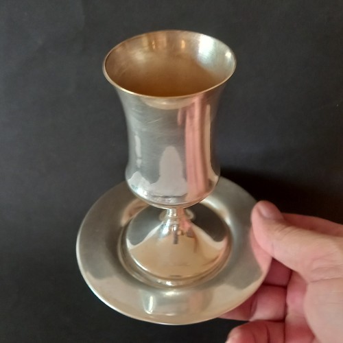 Vintage Shabbat Kiddush Silver Plated/Richard SD 999 Marked Cup Saucer Nice 145g - Picture 4 of 22
