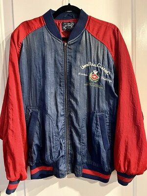 Gap Vintage 80s American Challenge Embroidered Bomber Jacket Sm Nylon Red Blue