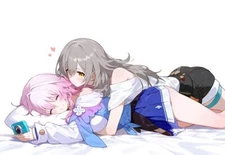 Anime march 7th stelle marchstelle sir honkai star Stitched Gaming Mat Desk