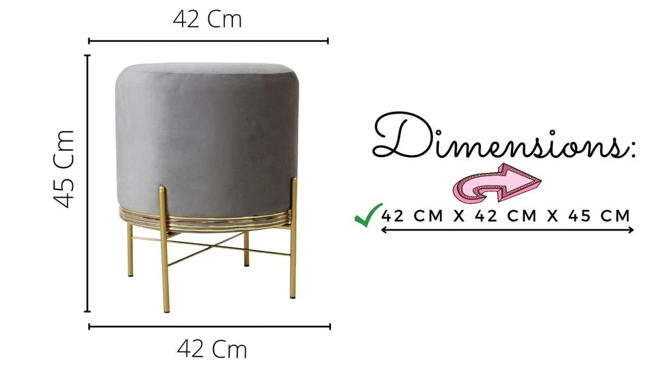 Ottoman Pouffes Sitting Mudda Puffy Stool for Living Room Metal Stand 16x16x18IN - Image 2 of 4