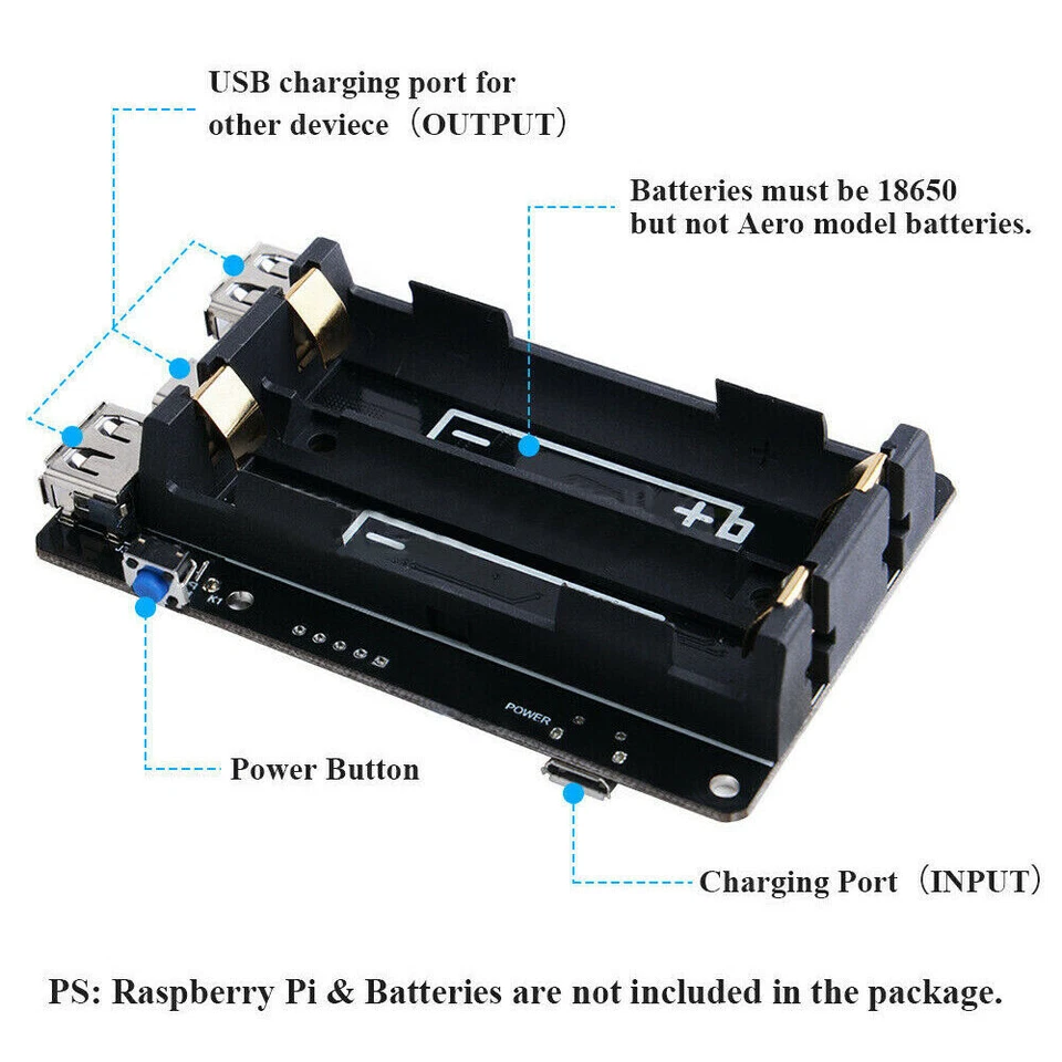 Raspberry Pi 4B UPS with RTC Uninterruptible Power Supply 18650 Battery Charger - Image 2 of 4