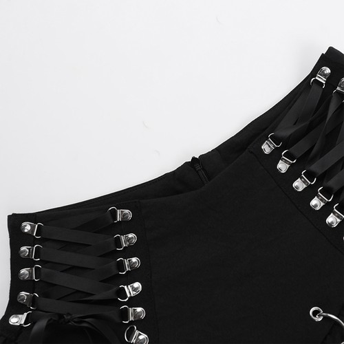 Womens Skirt Steampunk Dress Double Layered Miniskirt High Waist Ring Themed - Picture 14 of 20