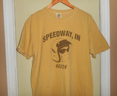 SPEEDWAY INDIANA VINTAGE PRINT ZIP CODE T-SHIRT - LARGE- COMFORT COLORS - RARE