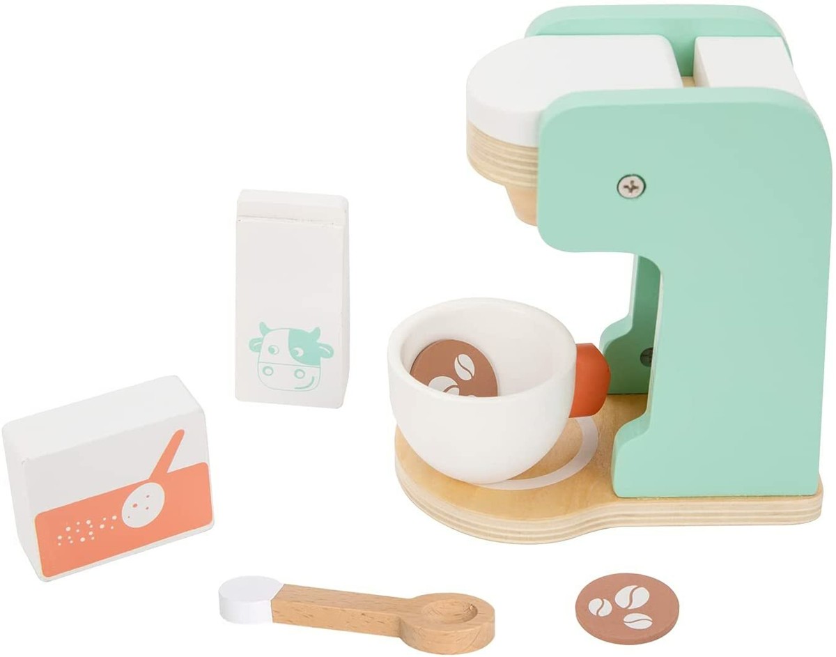 Wooden Coffee Maker Set Kids Toy Coffee Maker Cups, Coffee