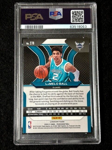 2020 Panini Prizm Variation Lamelo Ball Rookie RC #278 PSA 10 GEM MT Hornets - 第 5/7 張圖片