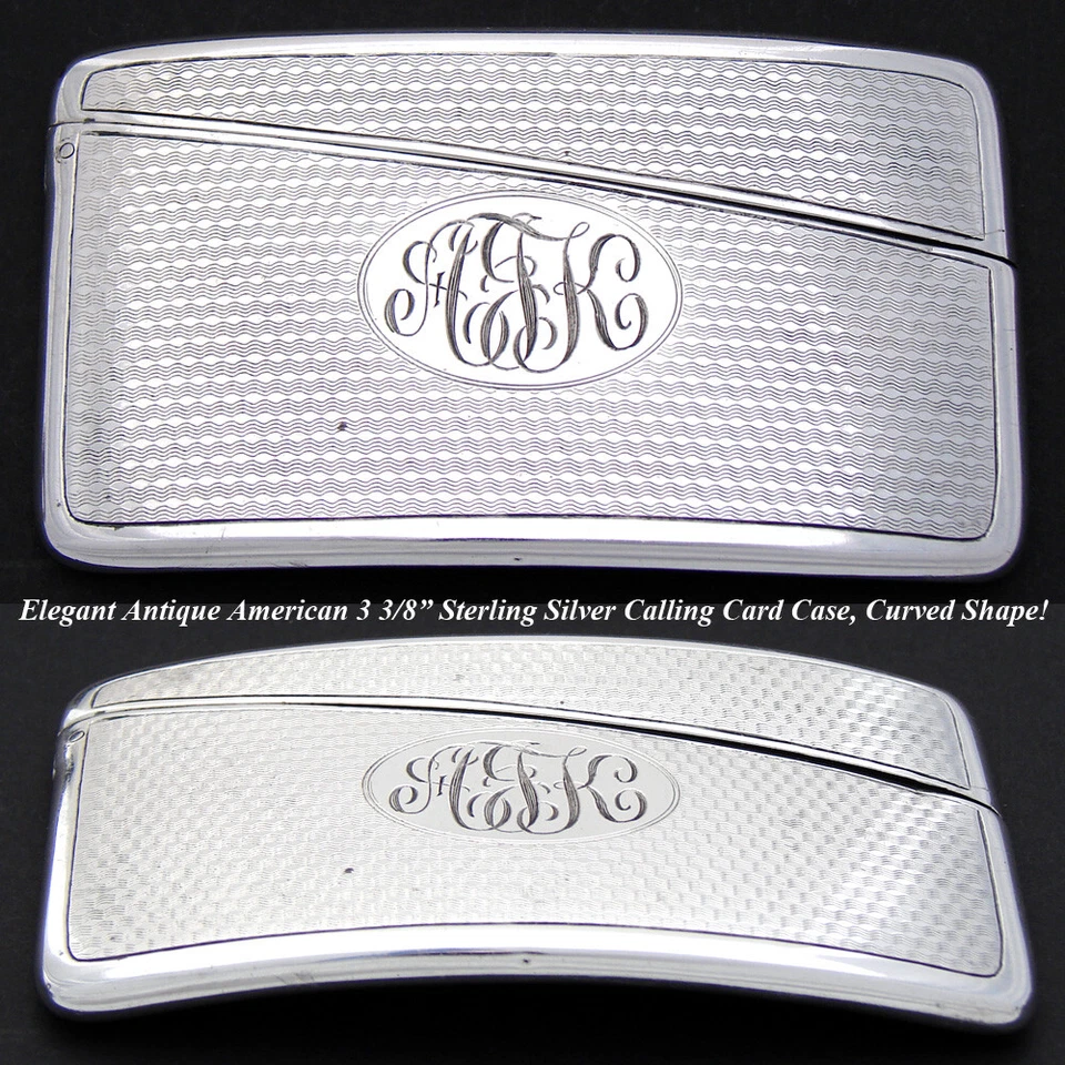 Elegant Antique American Sterling Silver Calling Card Case, Curved Shape - Image 2 of 4