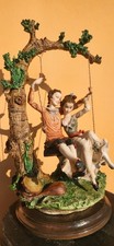 Giuseppe Armani Lovers On Tree Swing Sculpture Figure Statue Signed Capodimonte