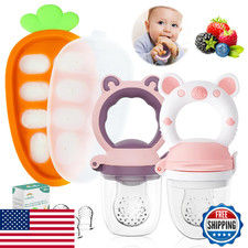 HAOBAOBEI Baby Fruit Food Feeder Pacifier Teether Toy 3-24 Mos 2-PK Purple Pink