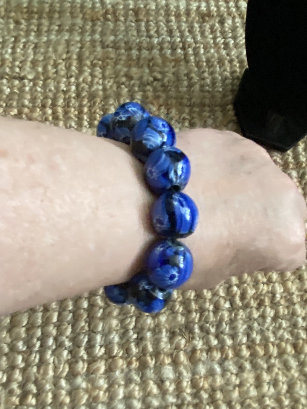 Statement Blue Chunky Patterned Bead Necklace And… - image 16