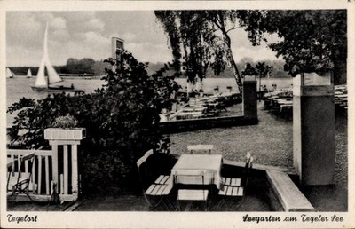 Postcard Berlin Reinickendorf Konradshöhe Tegelort, lake garden at Lake Tegel - 5056847