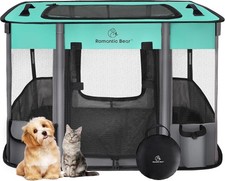 Dog Playpen,Pet Playpen,Foldable Puppy Cat Playpen,Portable Small, Green
