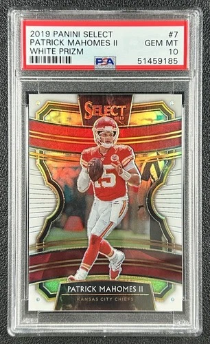 PATRICK MAHOMES II PSA 10 2019 PANINI SELECT #7 WHITE PRIZM CONCOURSE 17/35