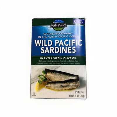 Wild Planet Wild Pacific Sardines 6 x 4.4 Oz Cans in Extra Virgin Olive Oil 5/30