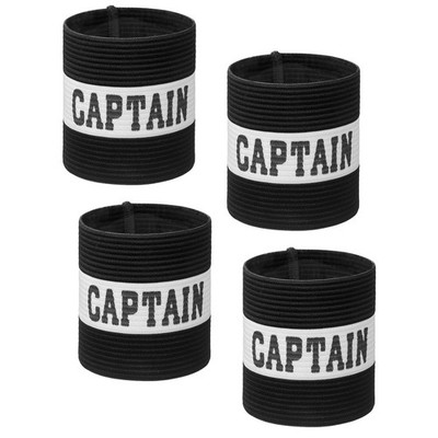 4Pcs Soccer Captain Armband, 8.3'' Adjustable Captain Bands, Black White