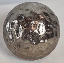 Vintage Pier 1 Metallic Silver Decorative Sphere Orb Ball Hammered Ceramic 4.5"