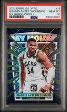 2023 PANINI DONRUSS OPTIC MY HOUSE PURPLE #11 GIANNIS ANTETOKOUNMPO PSA 10