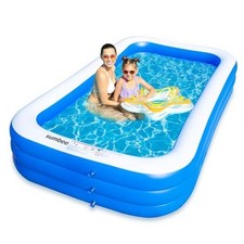  Inflatable Swimming Pool for Kiddie Adults Kids, 120" X 72" X 22" Blue,white