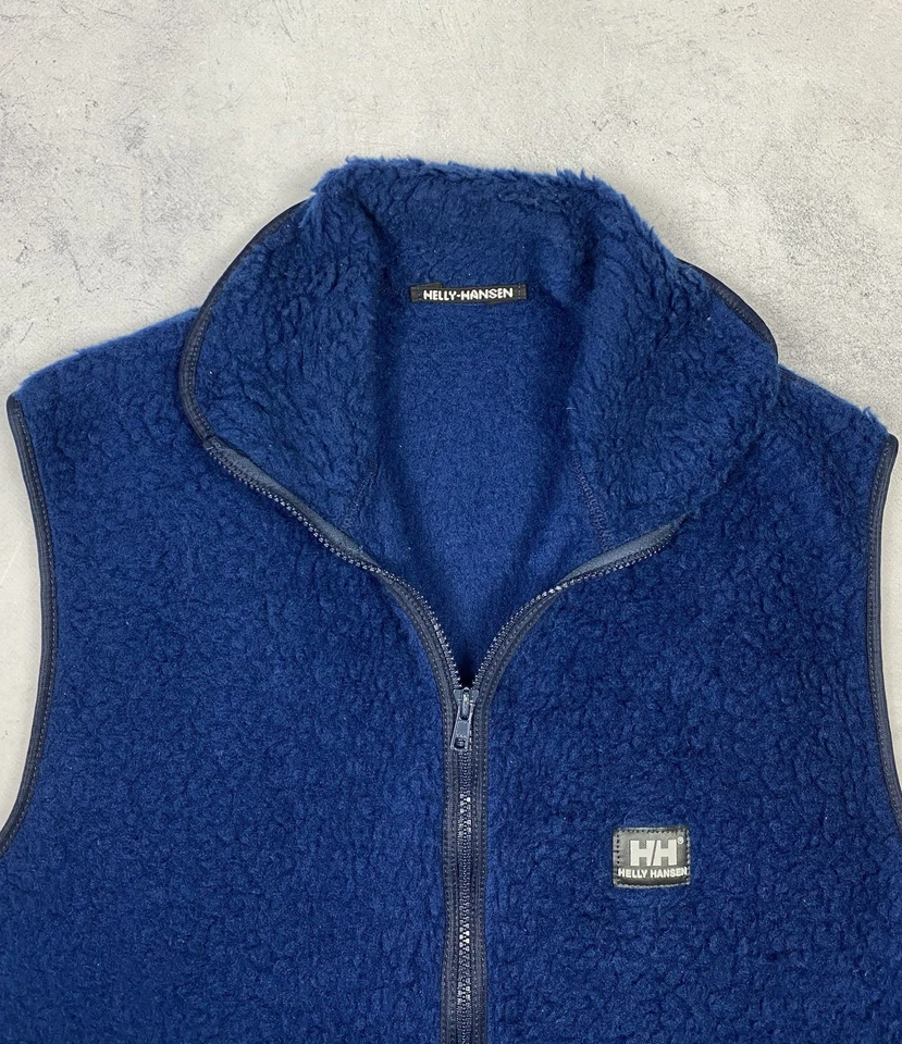 Helly Hansen Vest Mens Medium Blue Vintage 90s Fleece Full Zip Outdoor Hiking - Image 4 of 4