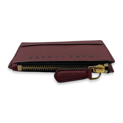 Marc Jacobs Burgundy Leather Zip Card Case with Key Ring and ID Window - Picture 21 of 23