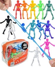 Halloween Skeleton Toys - 48 Stretchy Non-Candy Party Favors for Kids